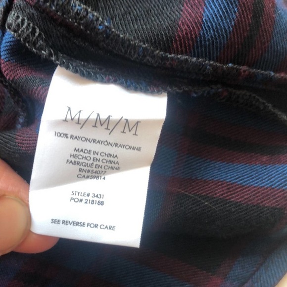 Cabi Moody Check Plaid Peplum Shirt Blue Black Size Medium Button Down casual - Picture 12 of 14